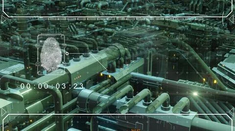 3d illustration - Model of alien sci-fi city with optical flares Stock Illustration