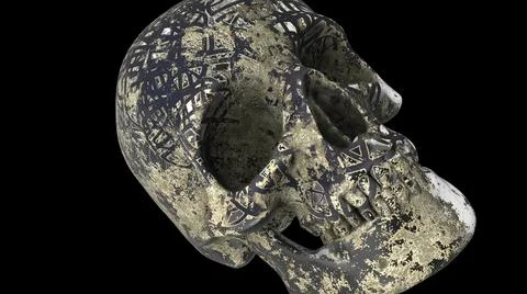 3d illustration - Model Of Human Skull Isolated On black Screen with alpha ch Stock Illustration
