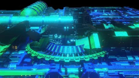 3d illustration -  Model of Sci-fi city Stock Illustration