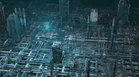 3d illustration -  Model of Sci-fi city Stock Illustration