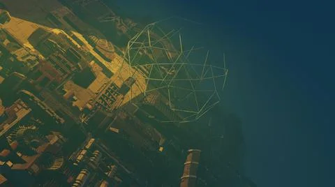 3d illustration -  Model of Sci-fi city Stock Illustration