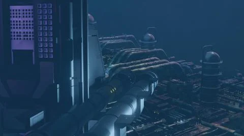 3d illustration - Model of sci-fi city Stock Illustration