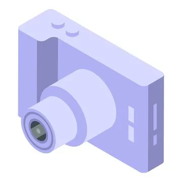 3d illustration of a modern isometric digital camera in a pastel color scheme Illustrazione stock