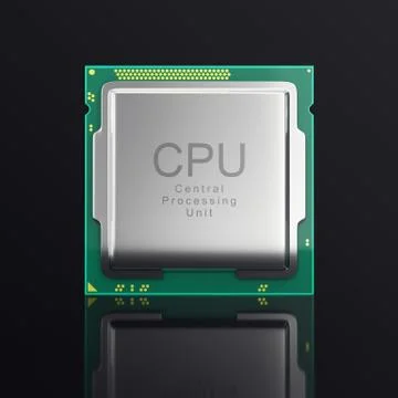 3d illustration modern multicore CPU on black background Stock Illustration