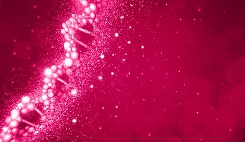 3d Illustration molecula from bubbles and dust in trendy viva magenta color Stock Illustration