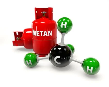 3D illustration molecule of Gas Methane on a white background Stock Illustration