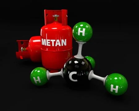 3D illustration molecule of Gas Methane on a black background Stock Illustration