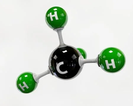 3D illustration molecule of Gas Methane on a white background Stock Illustration