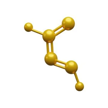 3d illustration of a molecule with golden atoms on a white background Stock Illustration