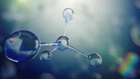 3d illustration of molecule model. Science background with molecules and atom Illustrazione stock