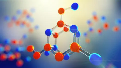 3d illustration of molecule model. Science background with molecules and atom Stock Illustration