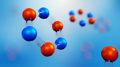 3d illustration of molecule model. Science background with molecules and atom Stock Illustration