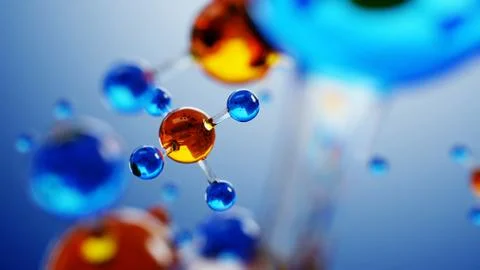 3d illustration of molecule model. Science background with molecules and atom Illustrazione stock