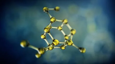 3d illustration of molecule model. Science background with molecules and atom Illustrazione stock