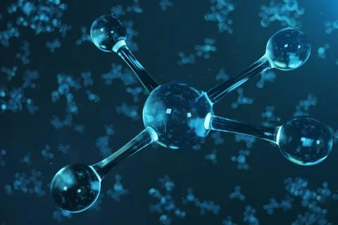 3D illustration molecule structure. Scientific medical background with atoms and 스톡 일러스트