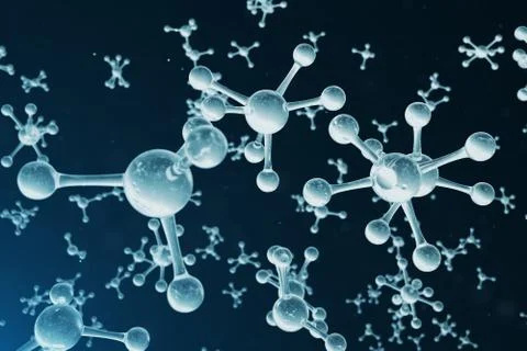 3D illustration molecule structure. Scientific medical background with atoms and Stock Illustration