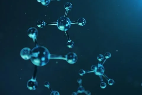 3D illustration molecule structure. Scientific medical background with atoms and Stock Illustration