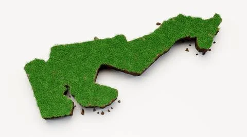 3D illustration of the Monaco map with grass and ground texture 库存插图