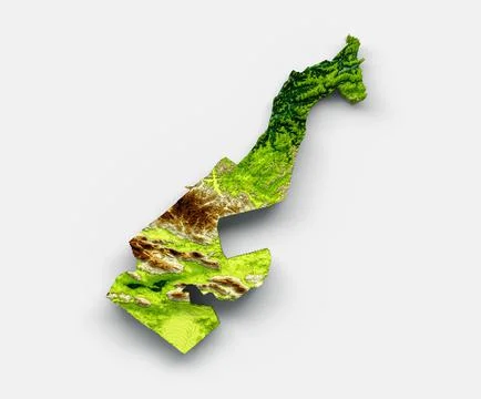 3d illustration of Monaco Map Shaded relief Color Height map on White Background Ilustración de archivo