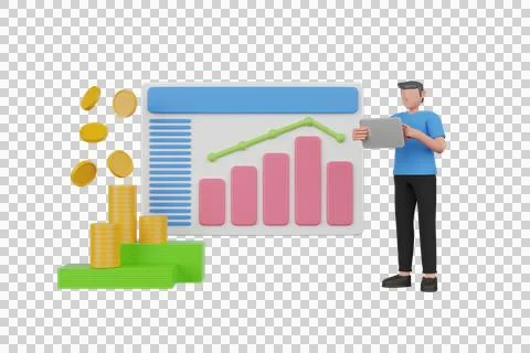 3d illustration of money saving data Stock Illustration