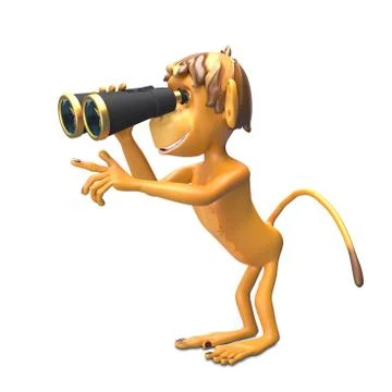 3D Illustration  Monkey with Binoculars Stock Illustration