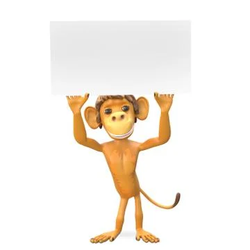 3D Illustration of a Monkey with a White Background Stock Illustration