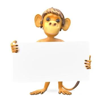 3D Illustration of a Monkey with a White Background Illustrazione stock
