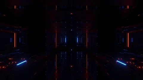 3d illustration motion background of a dark futuristic sci-fi tunnel corridor Stock Footage 124265279