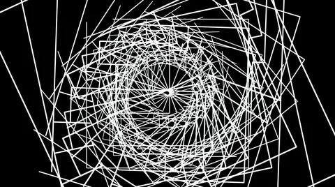 3D illustration - motion graphics with white lines on black background. Stock Illustration