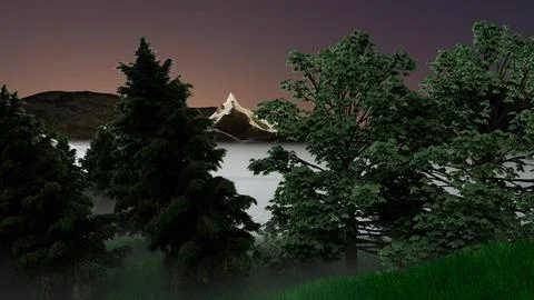 3d illustration A mountain range is visible in the distance Stock Illustration