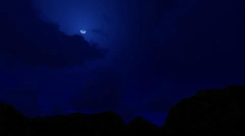 3D illustration of mountains in the night on a background of full moon starry Stock Illustration