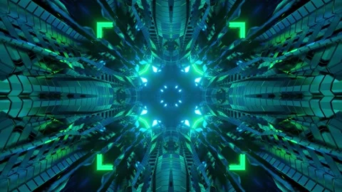 3d illustration of moving corridor with neon lights Stock Footage 160526892