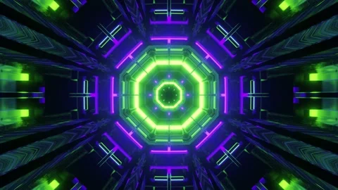 3D illustration of moving tunnel with bright lights Stock Footage 149159211