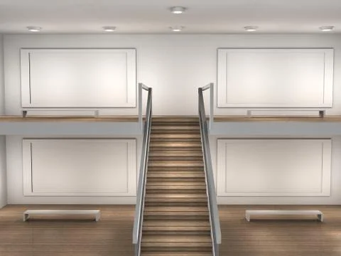 3d illustration of a museum with frames Stock Illustration