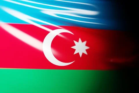 3D illustration of the national developing flag of Azerbaijan. Country symbol Stock Illustration