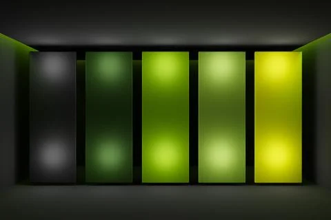 3D illustration of neon rectangular frames on a black background. rectangle f Stock Photos