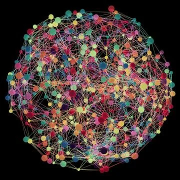 3D illustration of network grid globe on black background. Stock Illustration