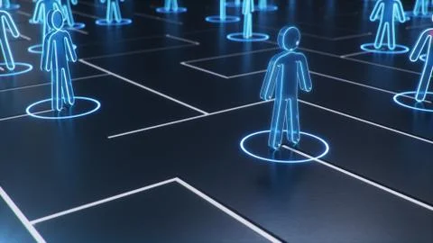 3d illustration Network structure between people, data exchange. The concept of 스톡 일러스트