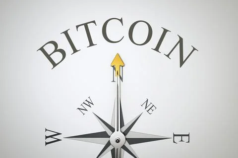 3d illustration of a nice compass with the word bitcoin Stock Illustration