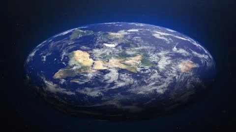 3D illustration of the now debunked competing conspiracy theory that the Earth i Illustrazione stock