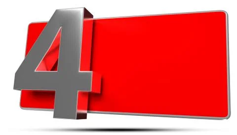 3D illustration Numbers 4 stainless isolated on a white background.(with Clip Stock Illustration