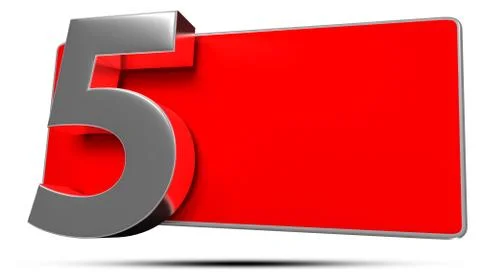 3D illustration Numbers 5 stainless isolated on a white background.(with Clip Stock Illustration