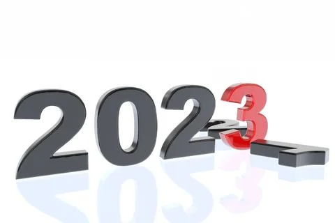 3D illustration with numbers indicating the coming of the future 2023 Stock Illustration