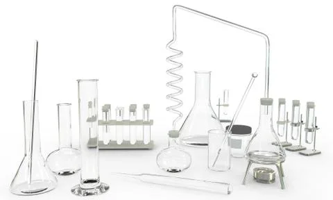 3D illustration of objects - laboratory test-tubes 스톡 일러스트