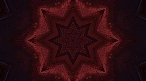 3D illustration of a octagonal star shaped kaleidoscopic pattern in red Stock Illustration