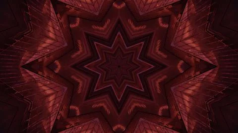 3D illustration of a octagonal star shaped kaleidoscopic pattern in red Stock Illustration