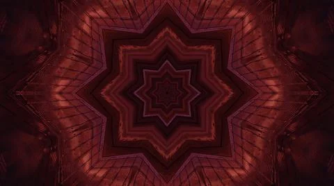 3D illustration of a octagonal star shaped kaleidoscopic pattern in red Stock Illustration