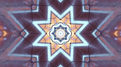 3D illustration of an octagonal star shaped mandala pattern enlightened with Stock Illustration