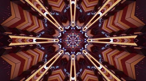3D illustration of an octagonal star shaped mandala pattern enlightened with Stock Illustration