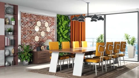 3D illustration of the office interior Stock Footage 141784996